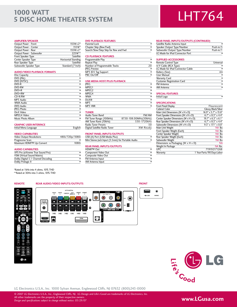 Lht764 | LG LHT764 User Manual | Page 2 / 2