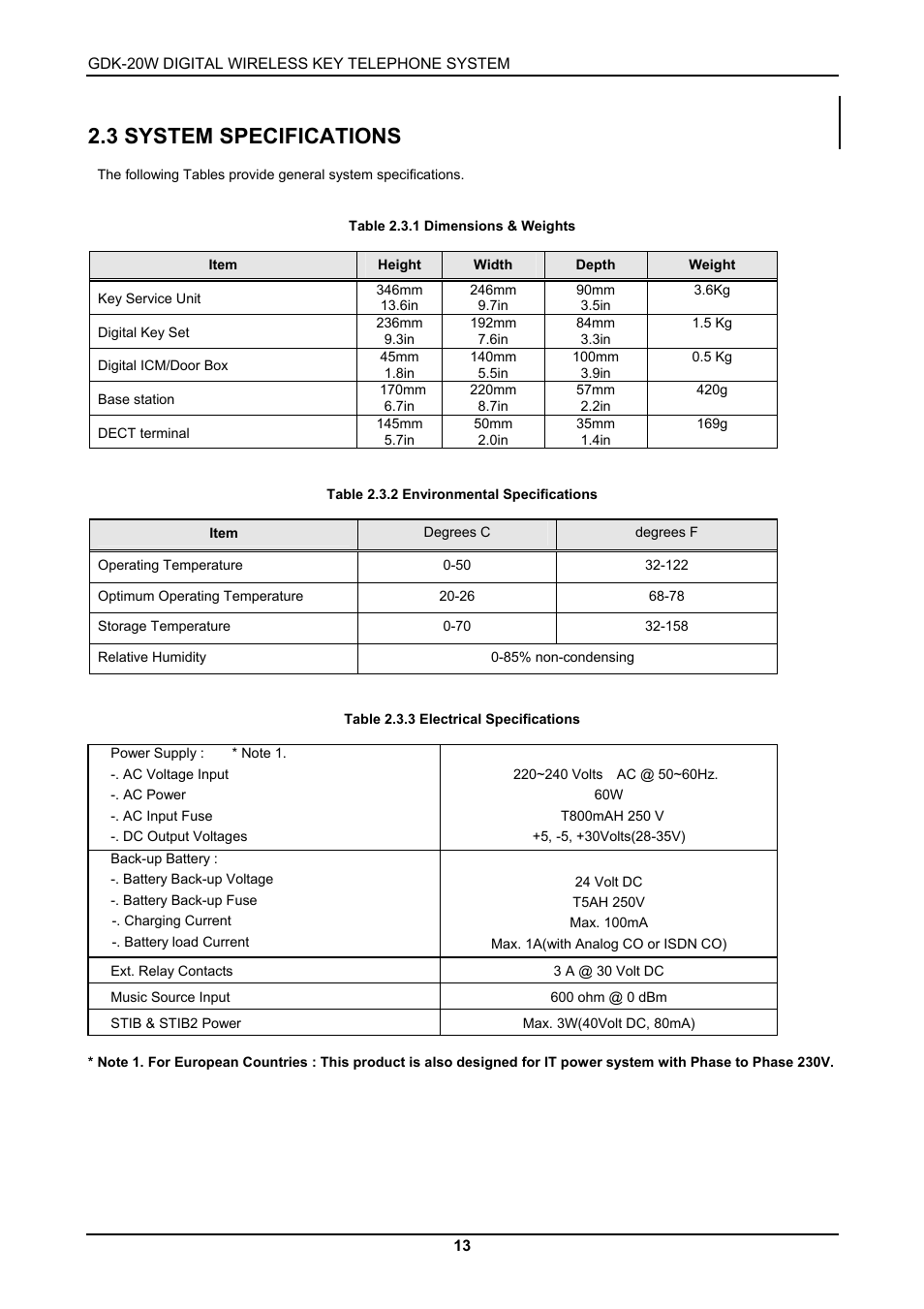 3 system specifications | LG GDK-20W User Manual | Page 11 / 98