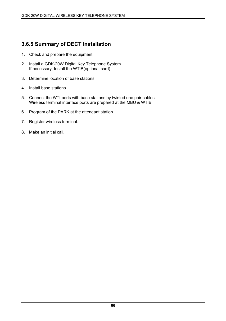 5 summary of dect installation | LG GDK-20W User Manual | Page 64 / 98