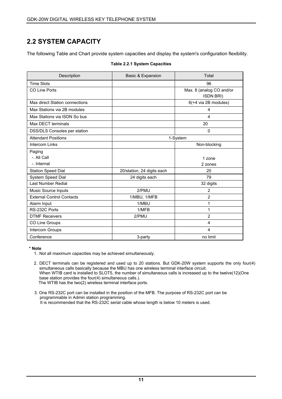 2 system capacity | LG GDK-20W User Manual | Page 9 / 98