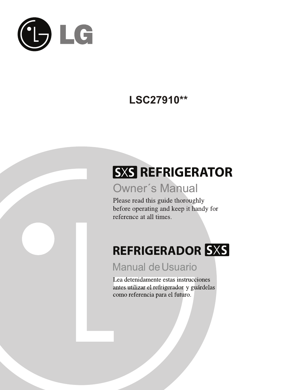 LG LSC27910** User Manual | 56 pages