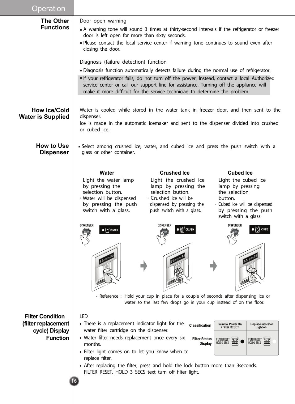 Operation | LG LSC27910** User Manual | Page 16 / 56