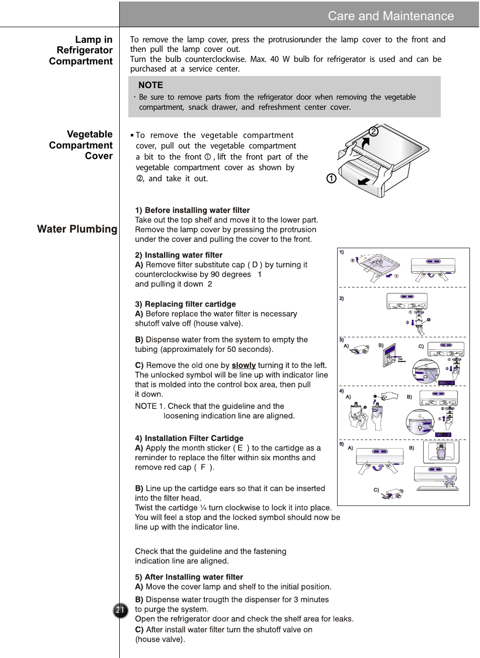 Care and maintenance | LG LSC27910** User Manual | Page 21 / 56