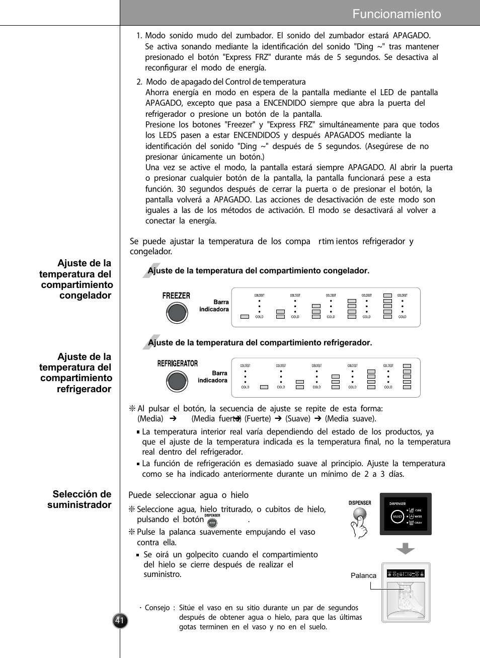 Funcionamiento | LG LSC27910** User Manual | Page 41 / 56