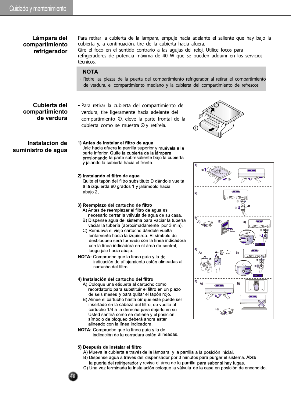 Cuidado y mantenimiento | LG LSC27910** User Manual | Page 48 / 56