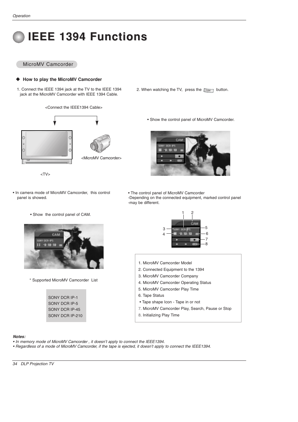 Ieee 1394 functions | LG 52SX4D User Manual | Page 34 / 104