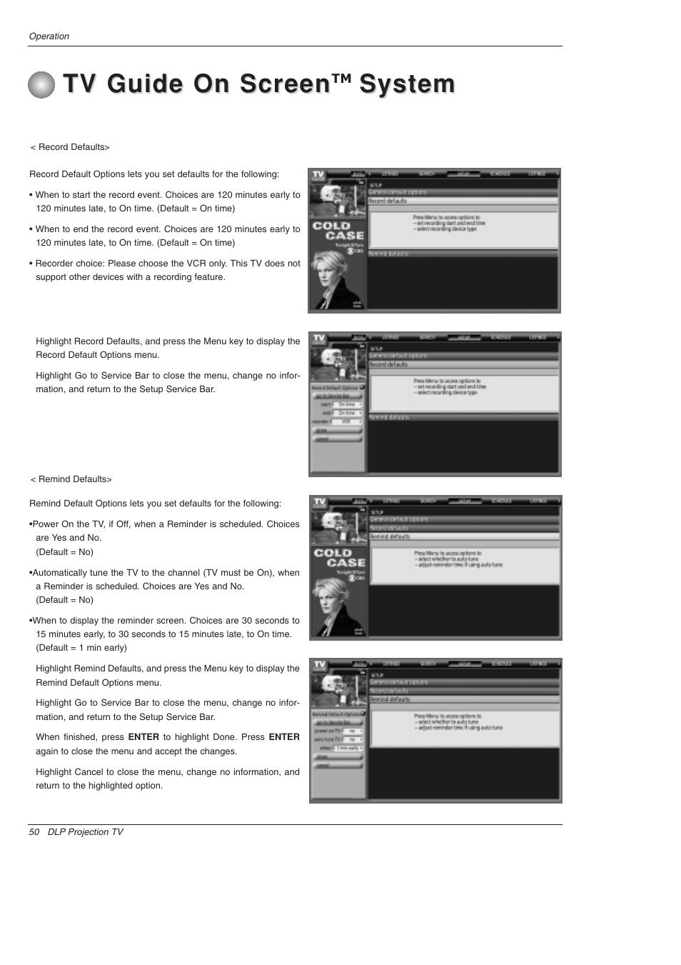Tv guide on screen, System | LG 52SX4D User Manual | Page 50 / 104