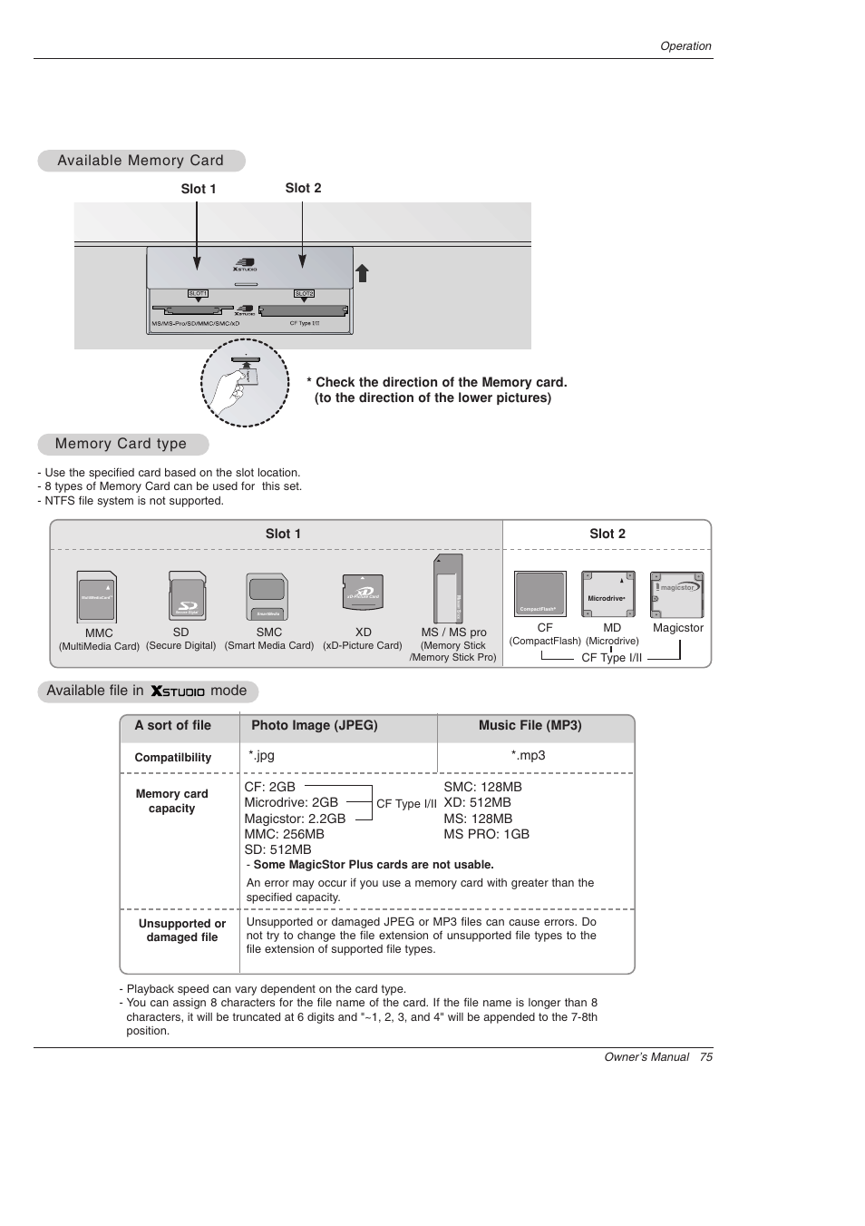 Available file in mode | LG 52SX4D User Manual | Page 75 / 104