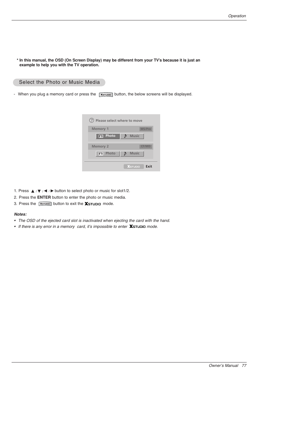 Select the photo or music media | LG 52SX4D User Manual | Page 77 / 104