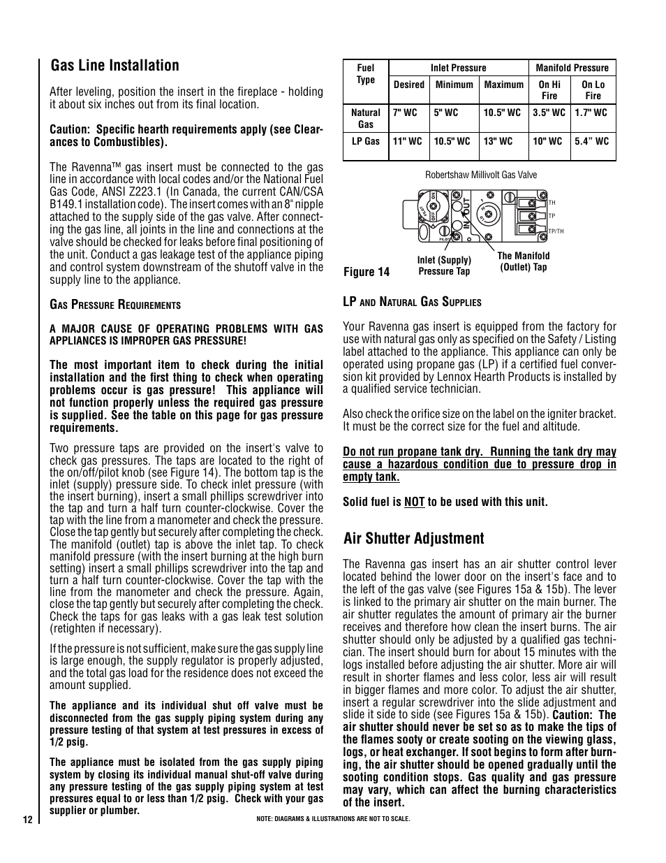 Gas line installation, Air shutter adjustment | LG RAVENNA RDV33\40 User Manual | Page 12 / 24