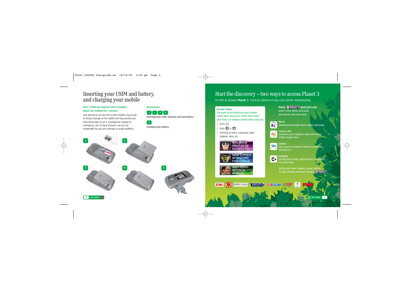 Start the discovery – two ways to access planet 3 | LG Discover U8803 User Manual | Page 3 / 8