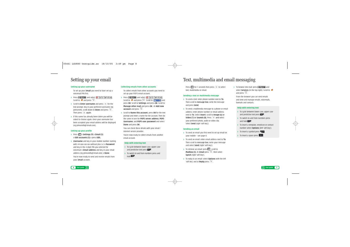 Text, multimedia and email messaging, Setting up your email | LG Discover U8803 User Manual | Page 6 / 8