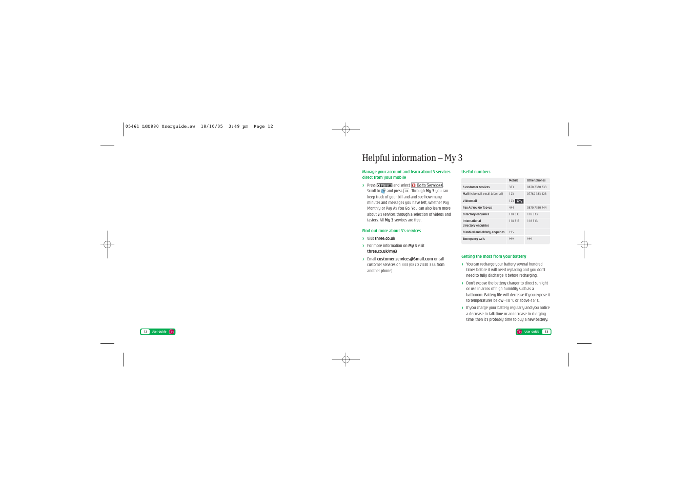 Helpful information – my 3 | LG Discover U8803 User Manual | Page 8 / 8