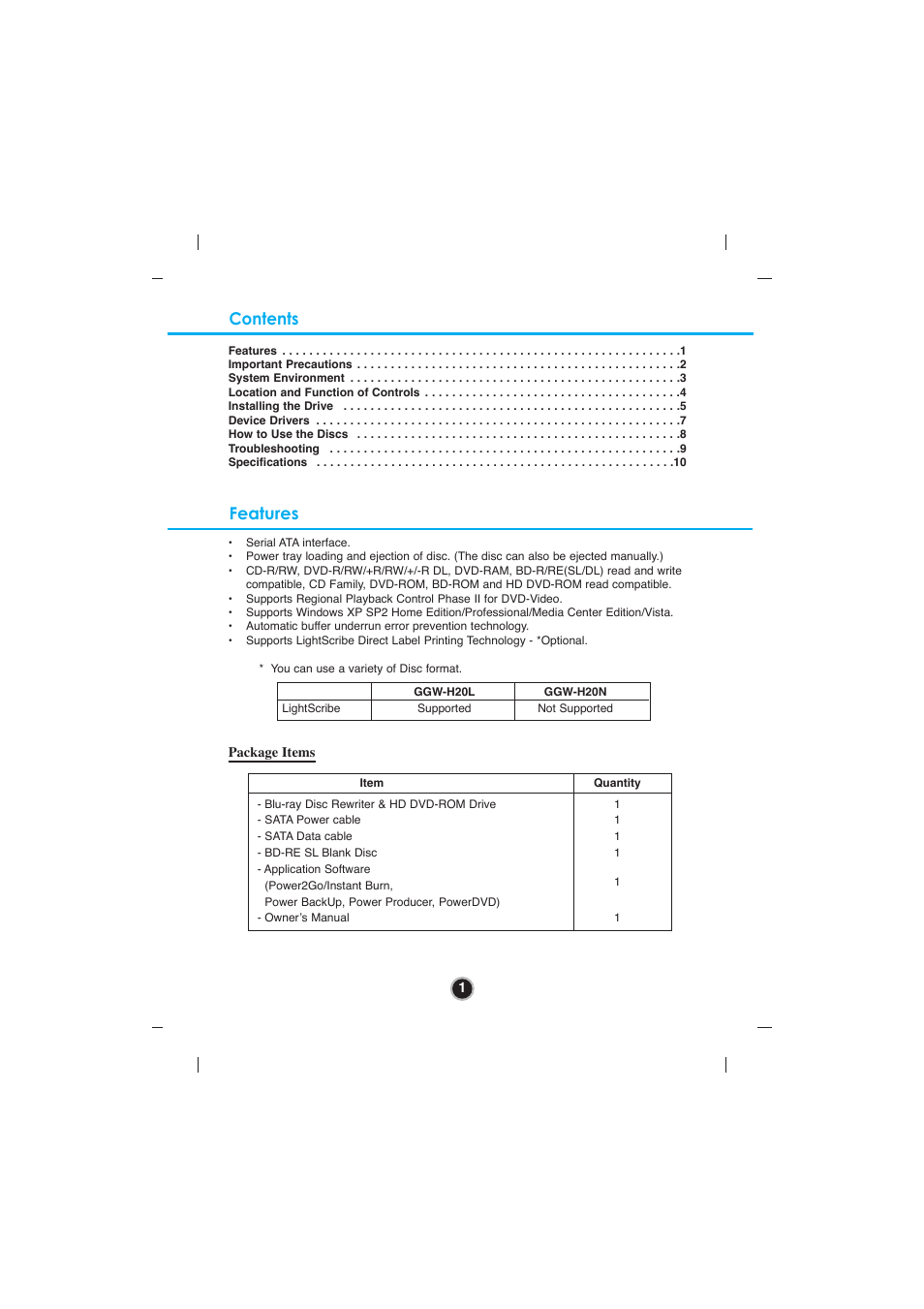 Contents features | LG GGW-H20N User Manual | Page 4 / 15