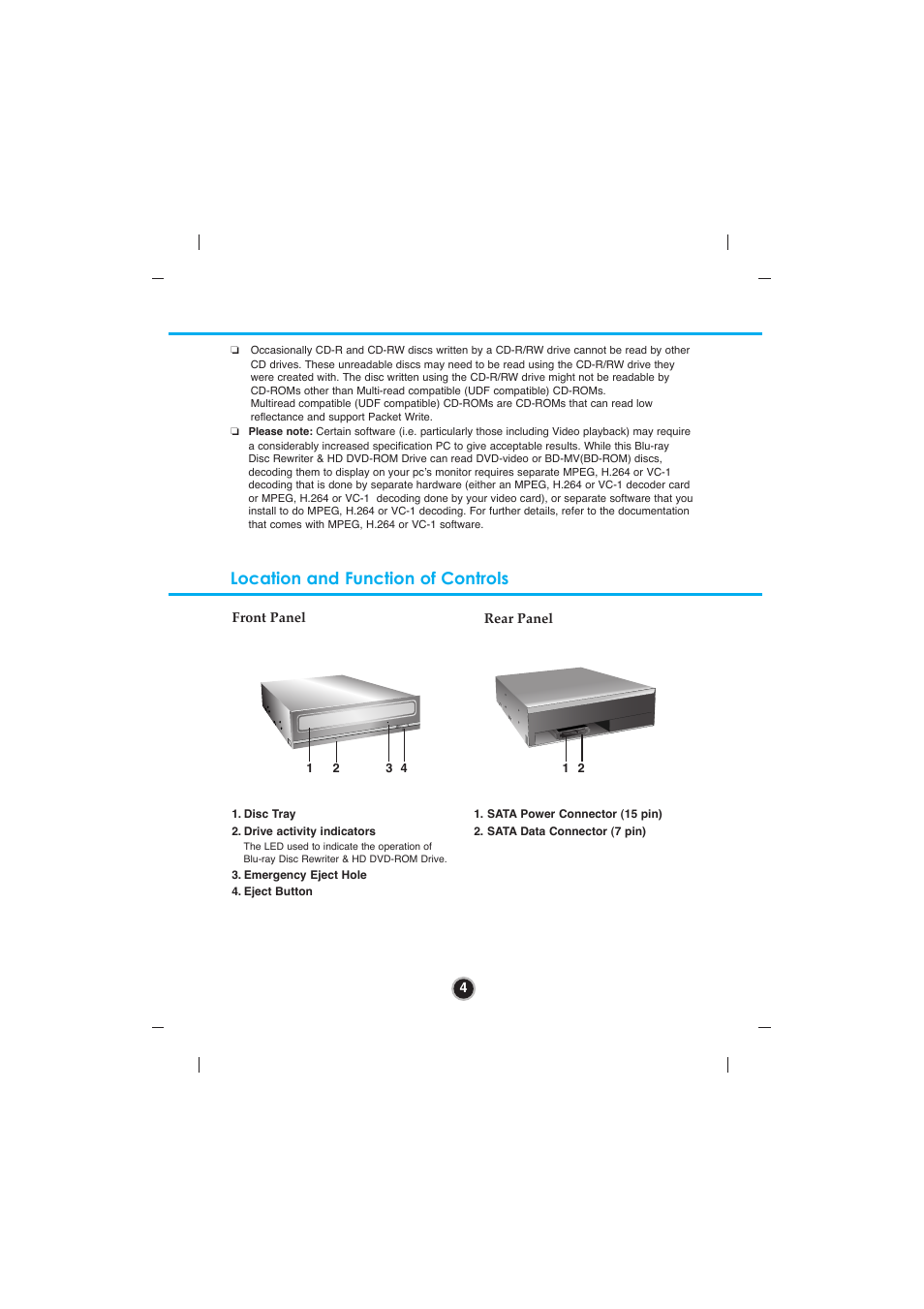 Location and function of controls | LG GGW-H20N User Manual | Page 7 / 15