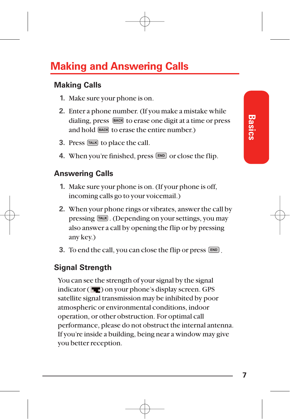 Making and answering calls, Basics | LG Sti User Manual | Page 13 / 40