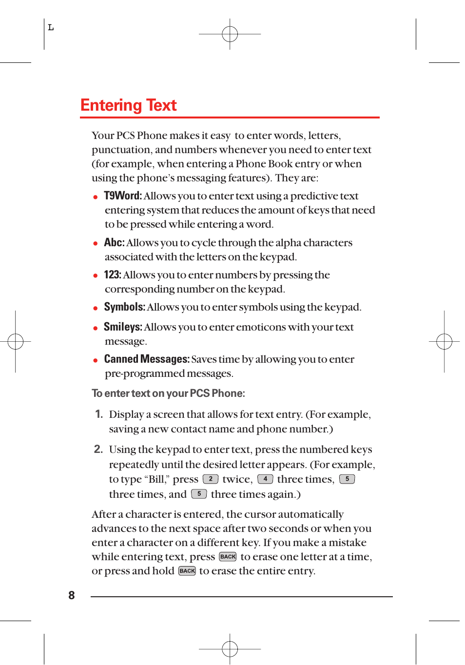 Entering text | LG Sti User Manual | Page 14 / 40