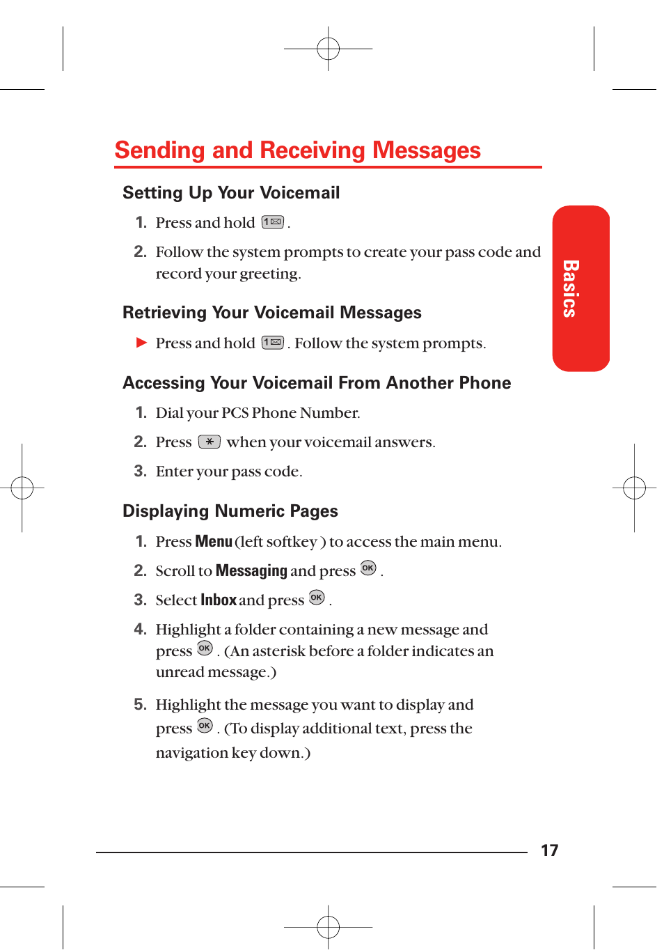 Sending and receiving messages, Basics | LG Sti User Manual | Page 23 / 40