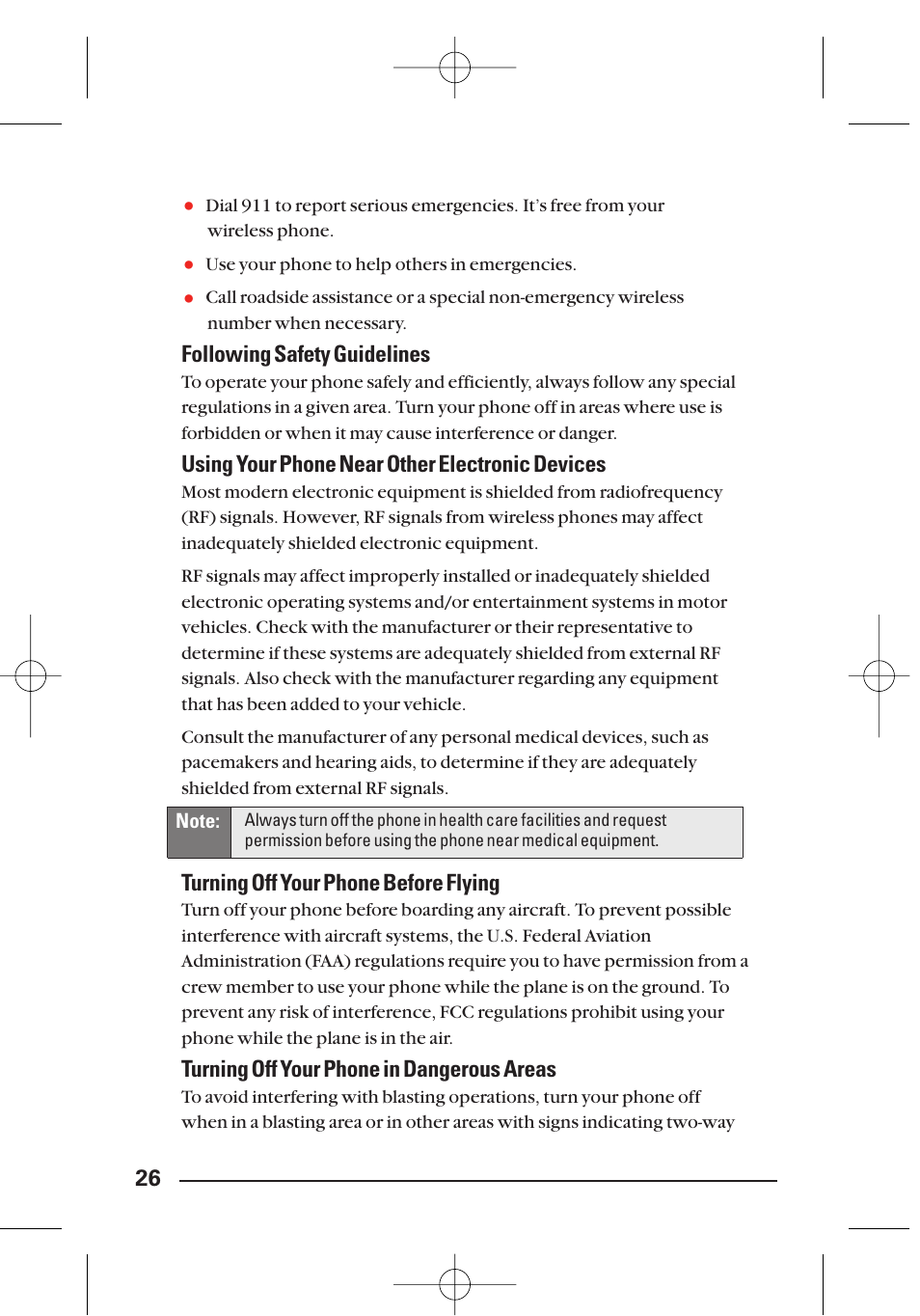 Following safety guidelines, Using your phone near other electronic devices, Turning off your phone before flying | Turning off your phone in dangerous areas | LG Sti User Manual | Page 32 / 40