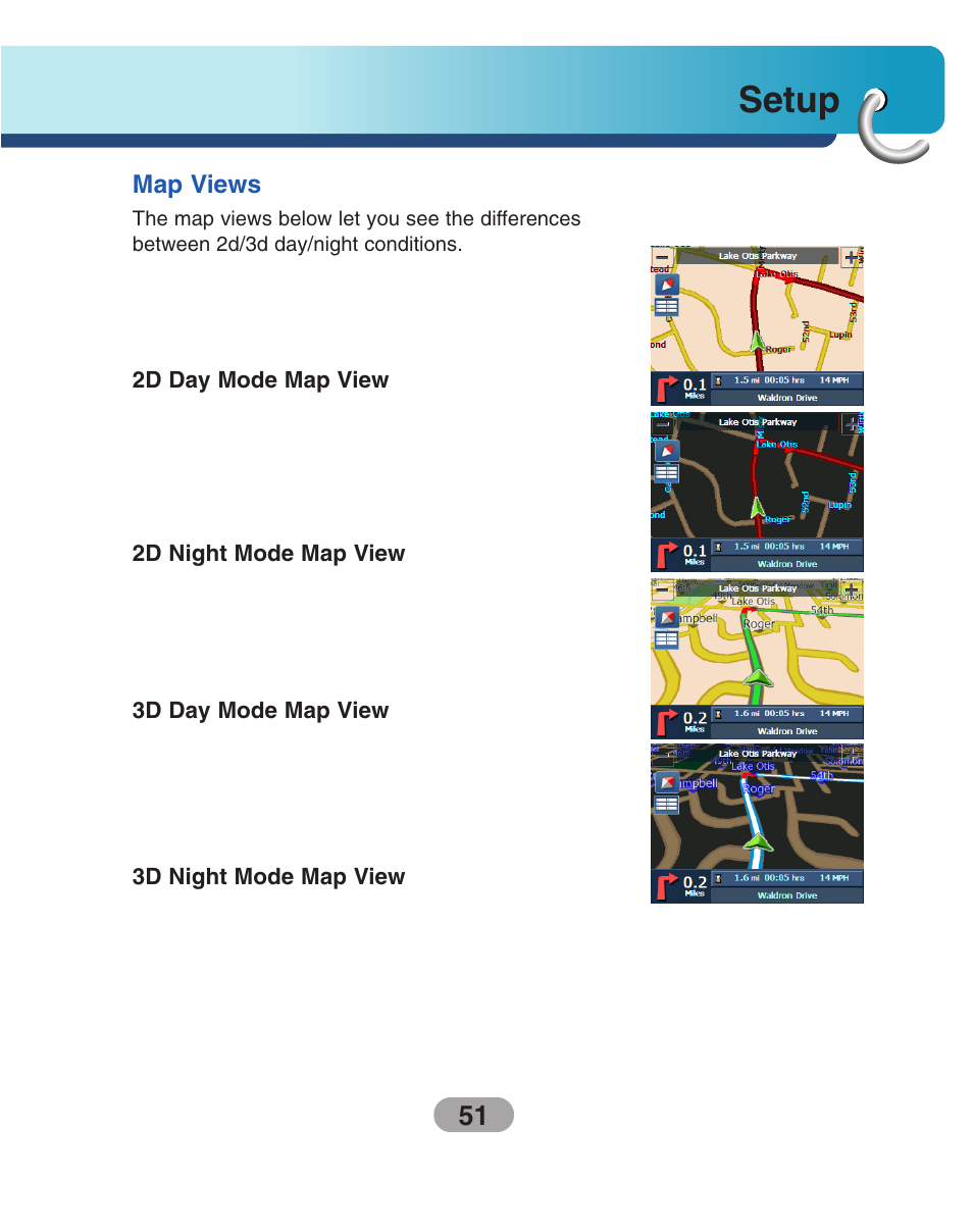 Map views, Setup | LG LN730Series User Manual | Page 51 / 76