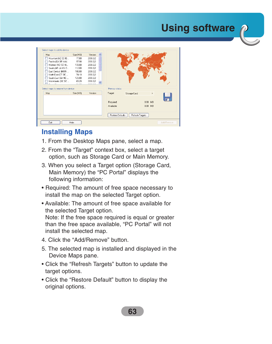 Installing maps, Using software | LG LN730Series User Manual | Page 63 / 76