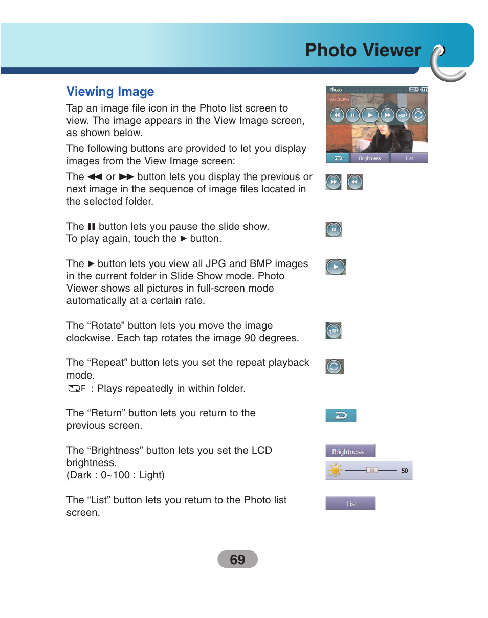 Viewing image, Photo viewer | LG LN730Series User Manual | Page 69 / 76