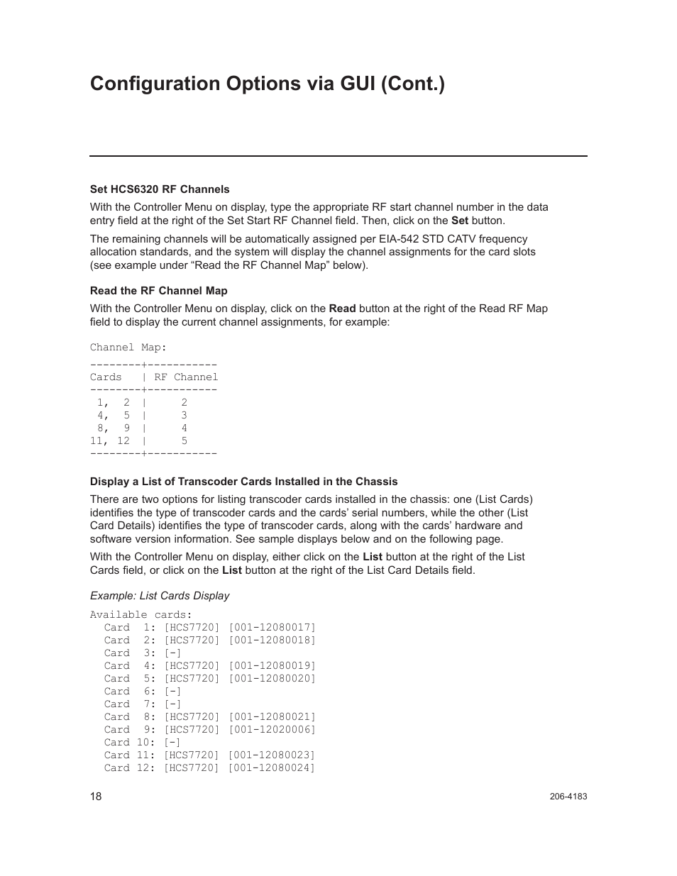 Configuration options via gui (cont.) | LG CodePlus MUX/MOD Feature Card HCS6320 User Manual | Page 18 / 52