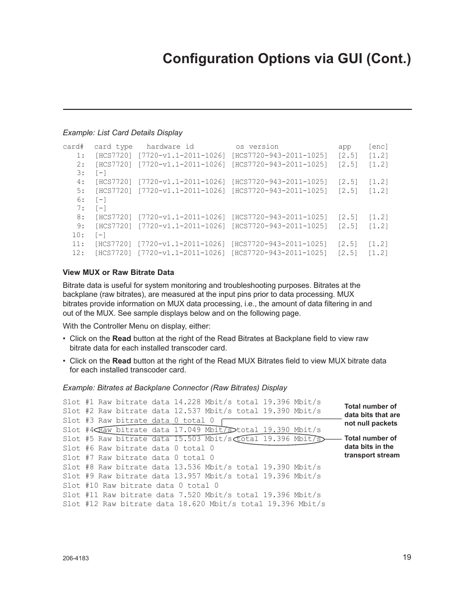 Configuration options via gui (cont.) | LG CodePlus MUX/MOD Feature Card HCS6320 User Manual | Page 19 / 52