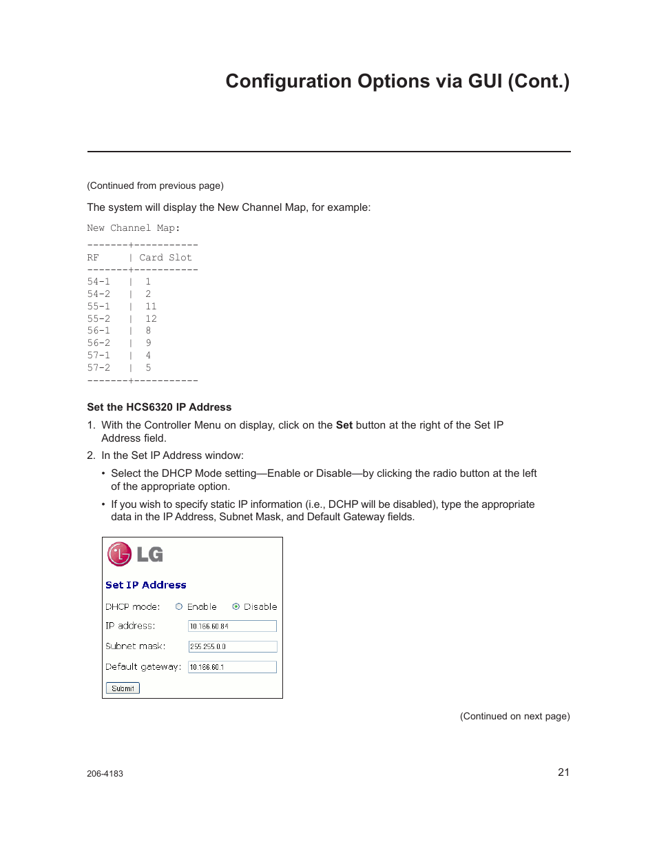 Configuration options via gui (cont.) | LG CodePlus MUX/MOD Feature Card HCS6320 User Manual | Page 21 / 52