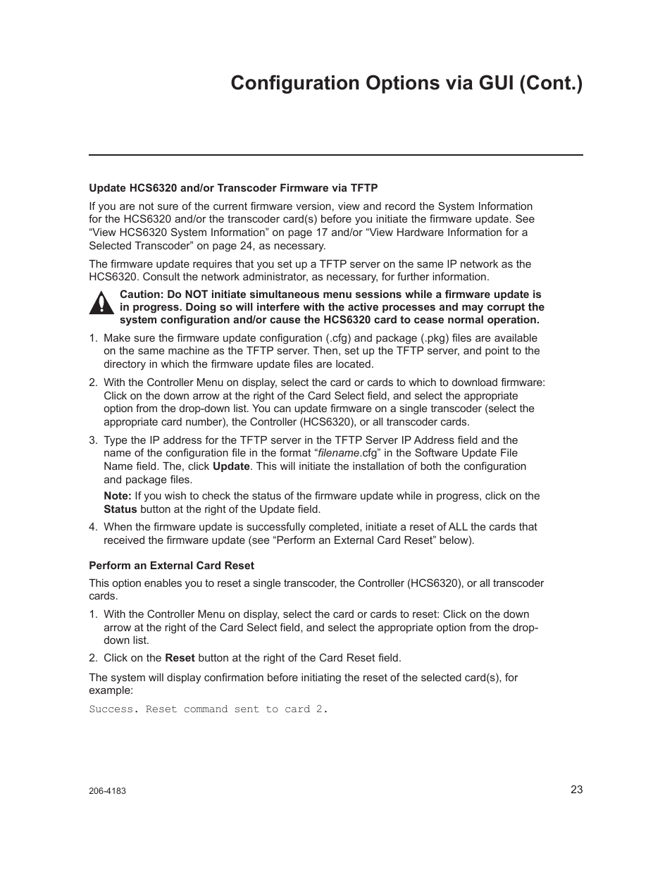 Configuration options via gui (cont.) | LG CodePlus MUX/MOD Feature Card HCS6320 User Manual | Page 23 / 52