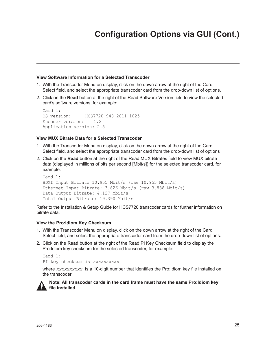 Configuration options via gui (cont.) | LG CodePlus MUX/MOD Feature Card HCS6320 User Manual | Page 25 / 52