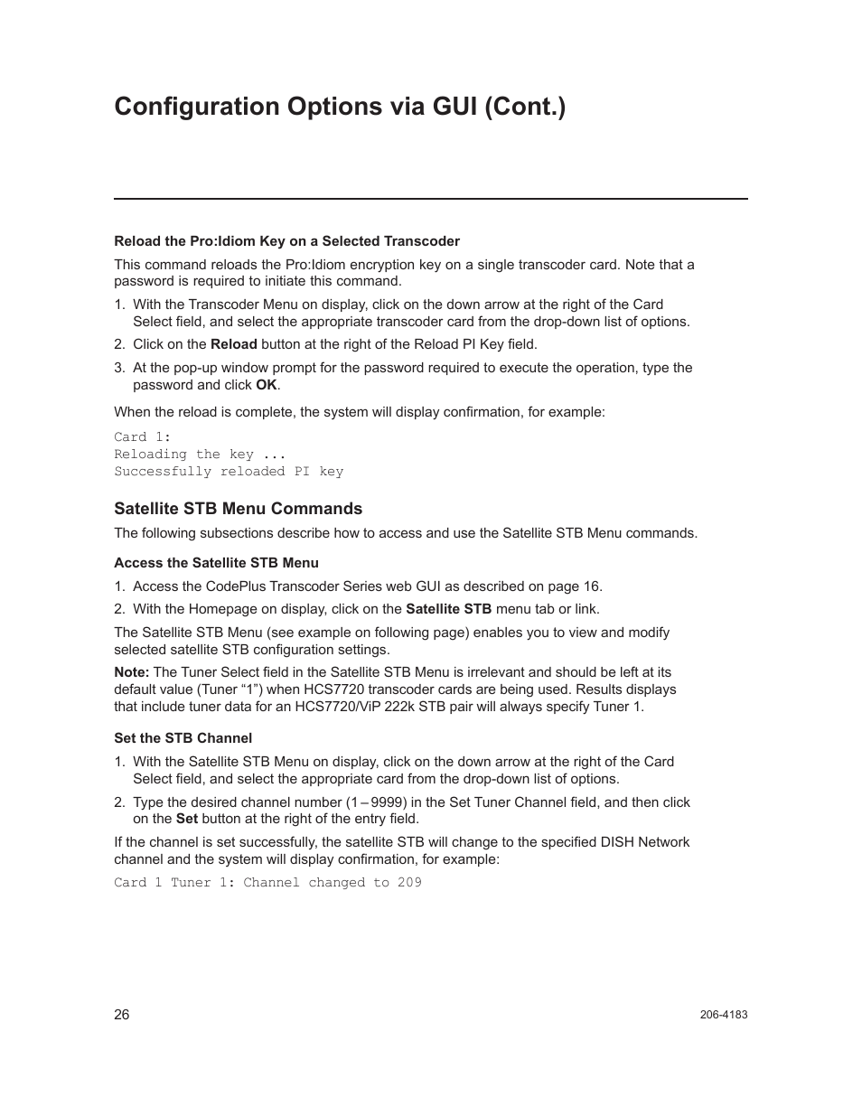 Configuration options via gui (cont.) | LG CodePlus MUX/MOD Feature Card HCS6320 User Manual | Page 26 / 52