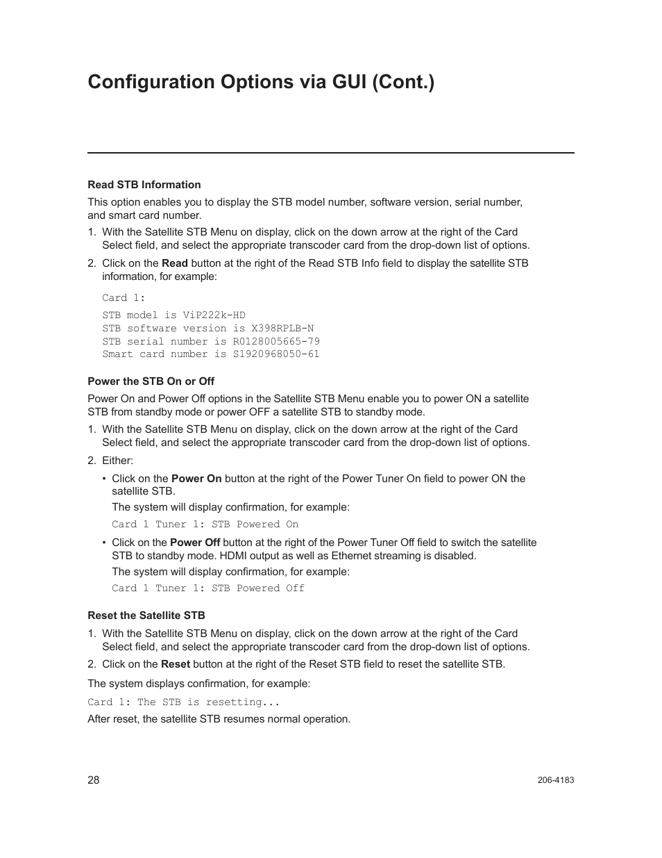 Configuration options via gui (cont.) | LG CodePlus MUX/MOD Feature Card HCS6320 User Manual | Page 28 / 52