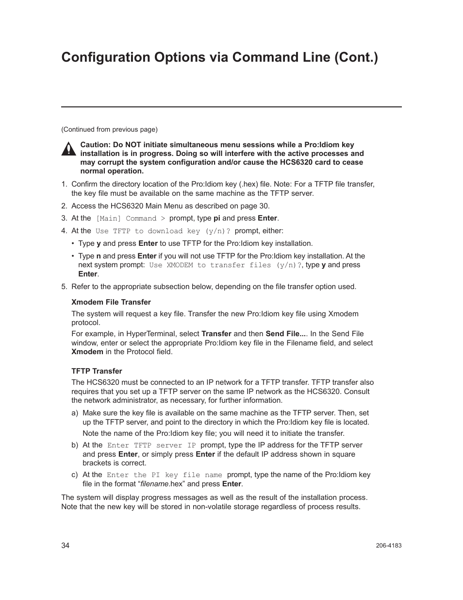 Configuration options via command line (cont.) | LG CodePlus MUX/MOD Feature Card HCS6320 User Manual | Page 34 / 52