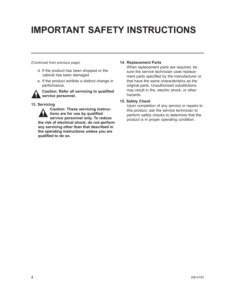 Important safety instructions | LG CodePlus MUX/MOD Feature Card HCS6320 User Manual | Page 4 / 52