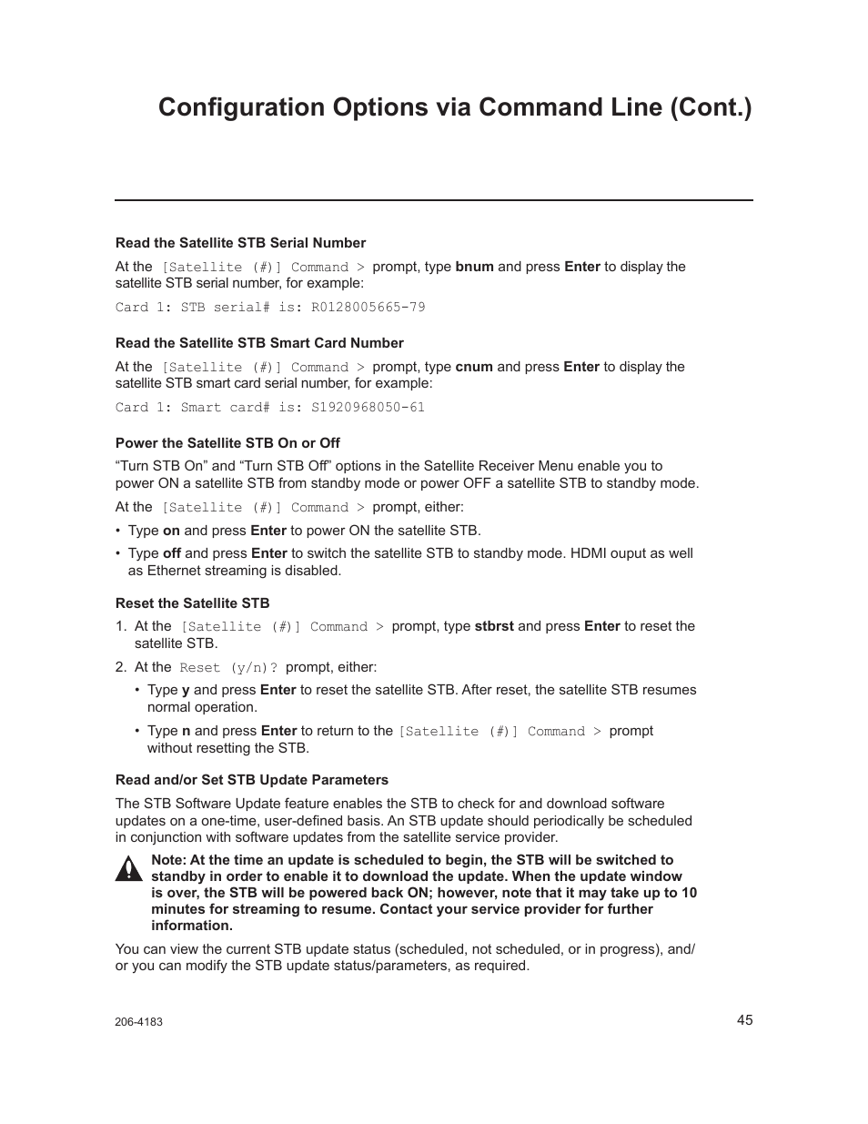 Configuration options via command line (cont.) | LG CodePlus MUX/MOD Feature Card HCS6320 User Manual | Page 45 / 52