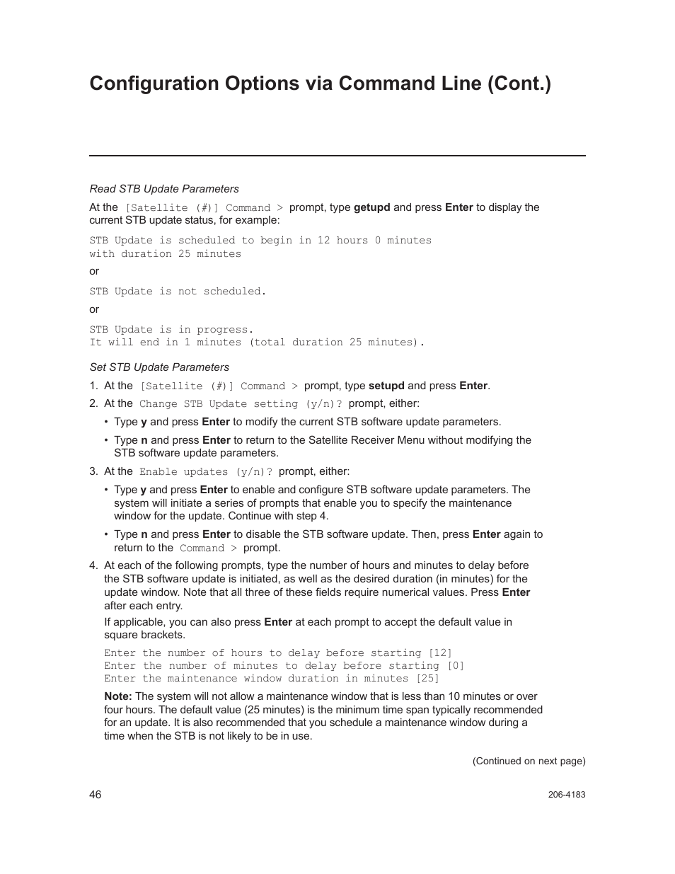 Configuration options via command line (cont.) | LG CodePlus MUX/MOD Feature Card HCS6320 User Manual | Page 46 / 52