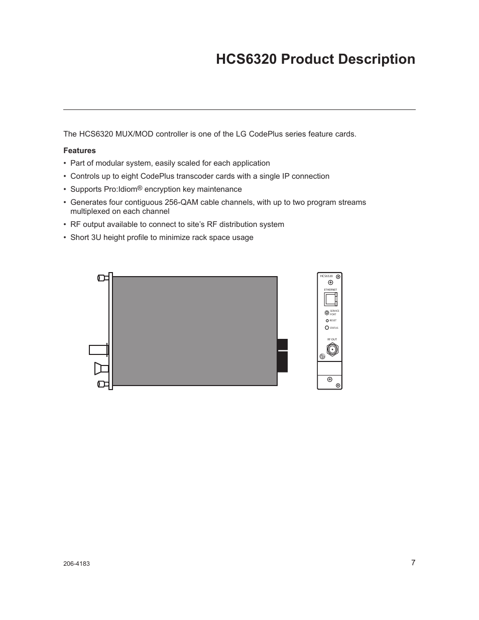 Hcs6320 product description | LG CodePlus MUX/MOD Feature Card HCS6320 User Manual | Page 7 / 52