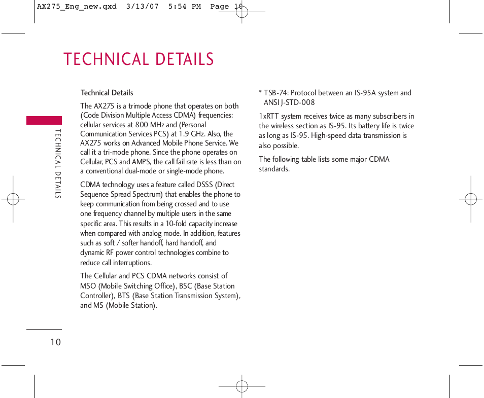 Technical details | LG AX275 User Manual | Page 12 / 99