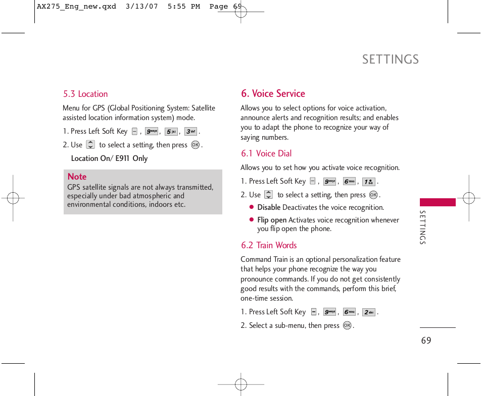 Settings, Voice service | LG AX275 User Manual | Page 71 / 99