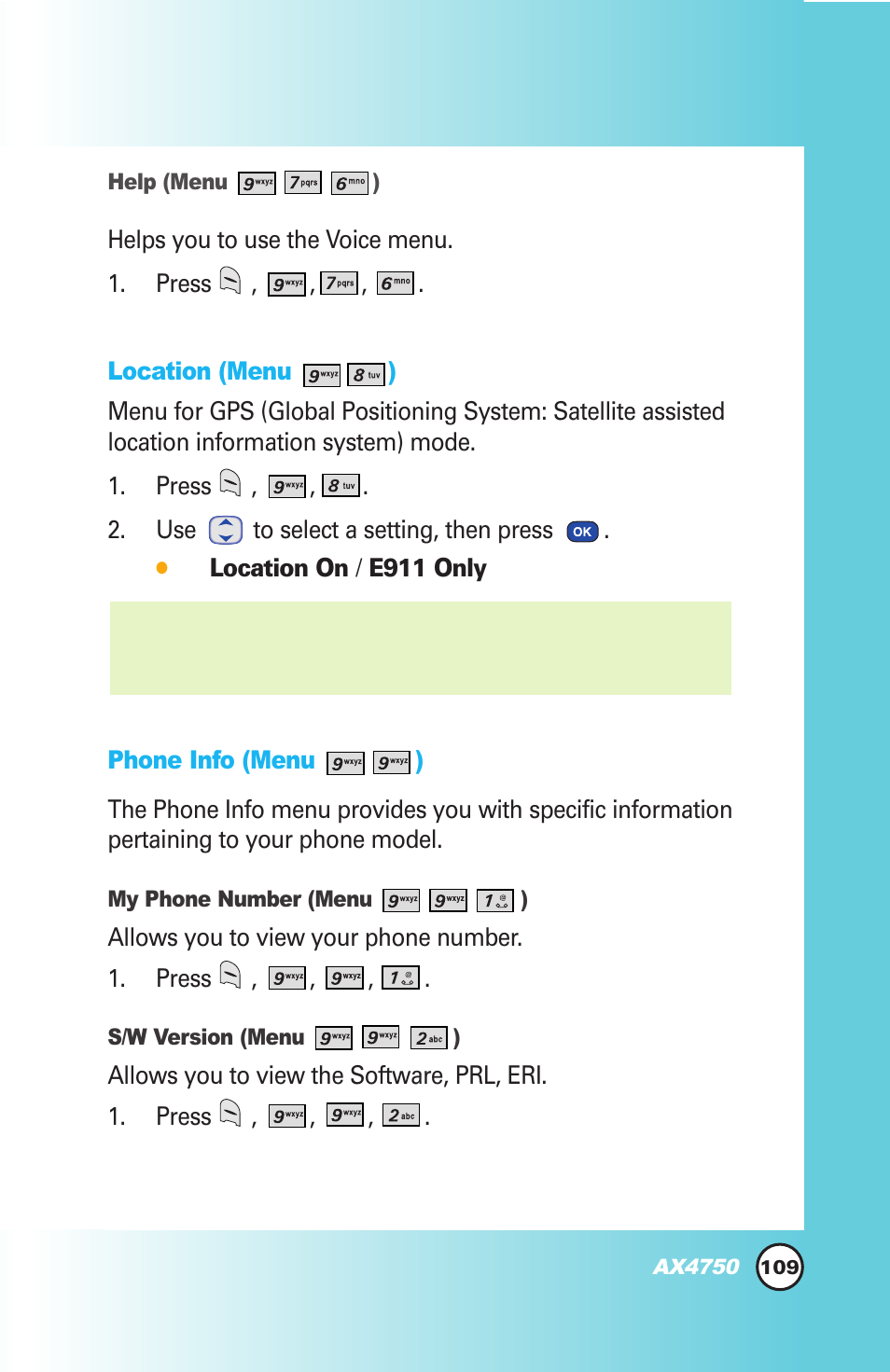 LG AX4750 User Manual | Page 109 / 137