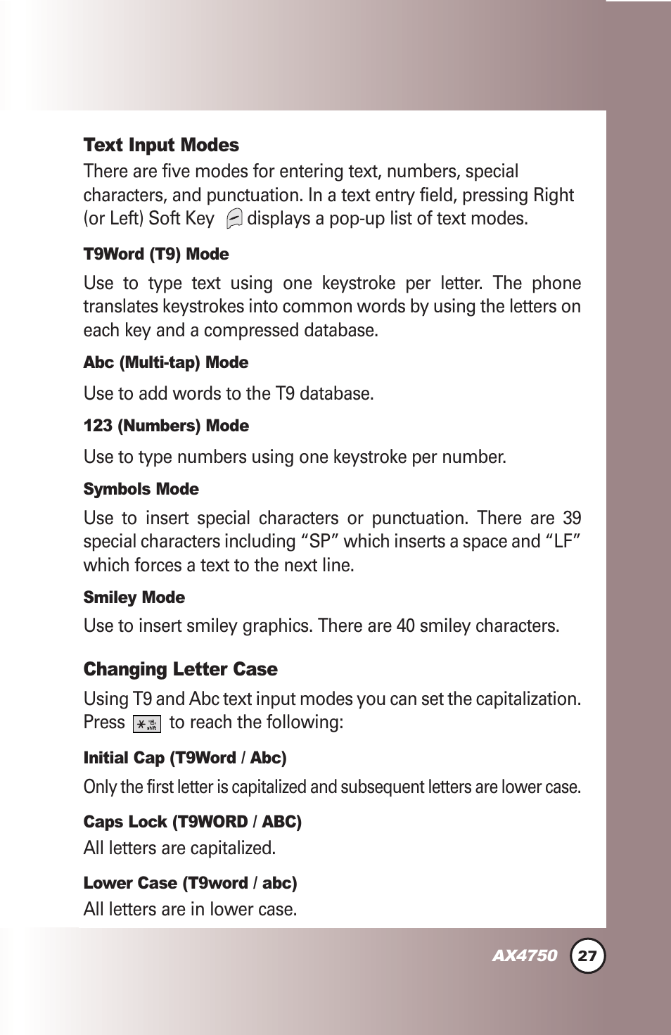 LG AX4750 User Manual | Page 27 / 137