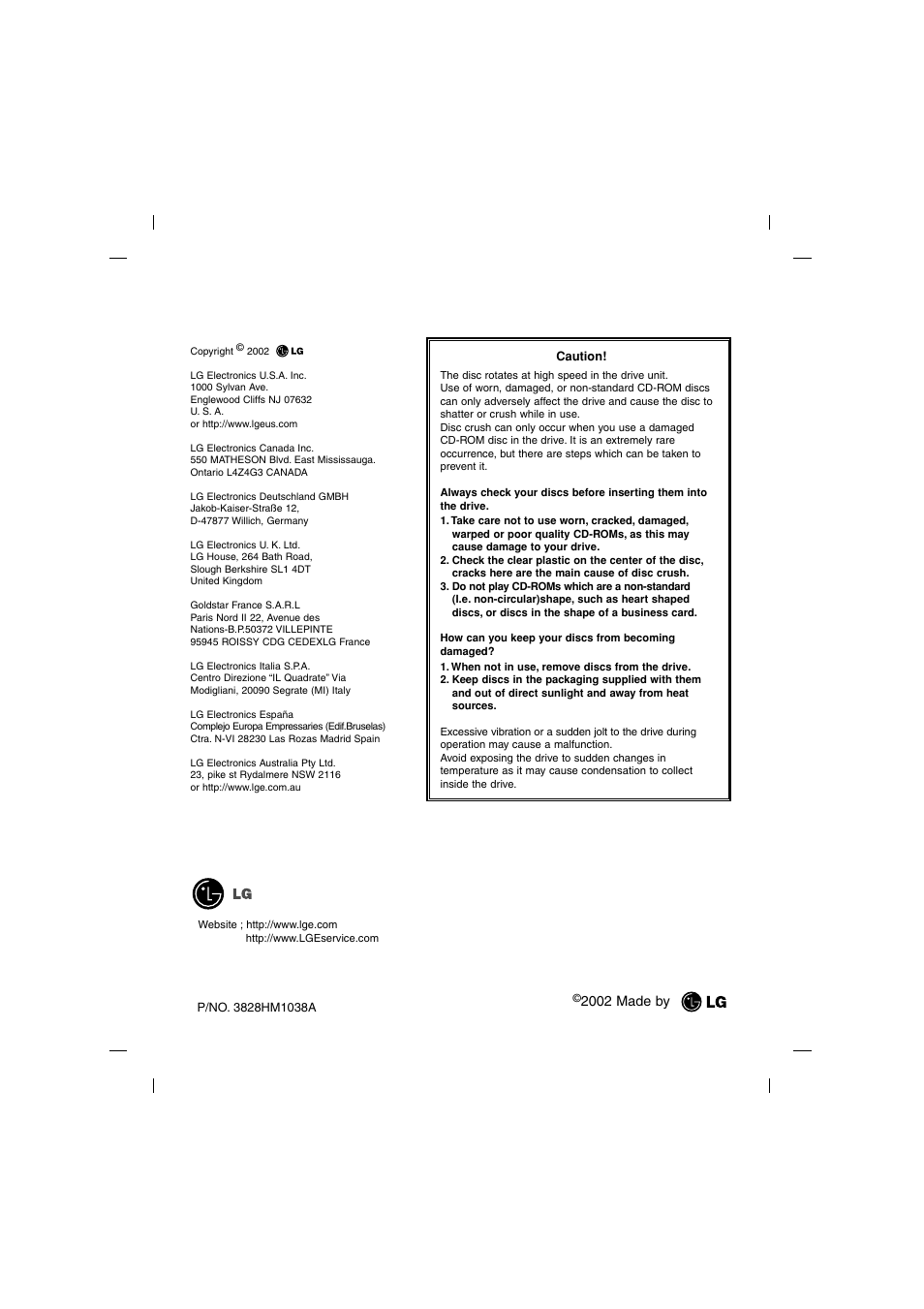 LG GCC-4480B User Manual | Page 18 / 18