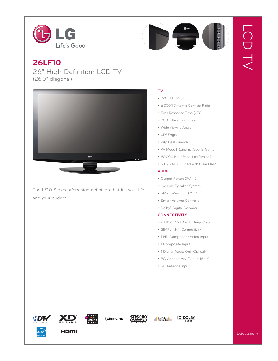 LG 26LF10 User Manual | 2 pages