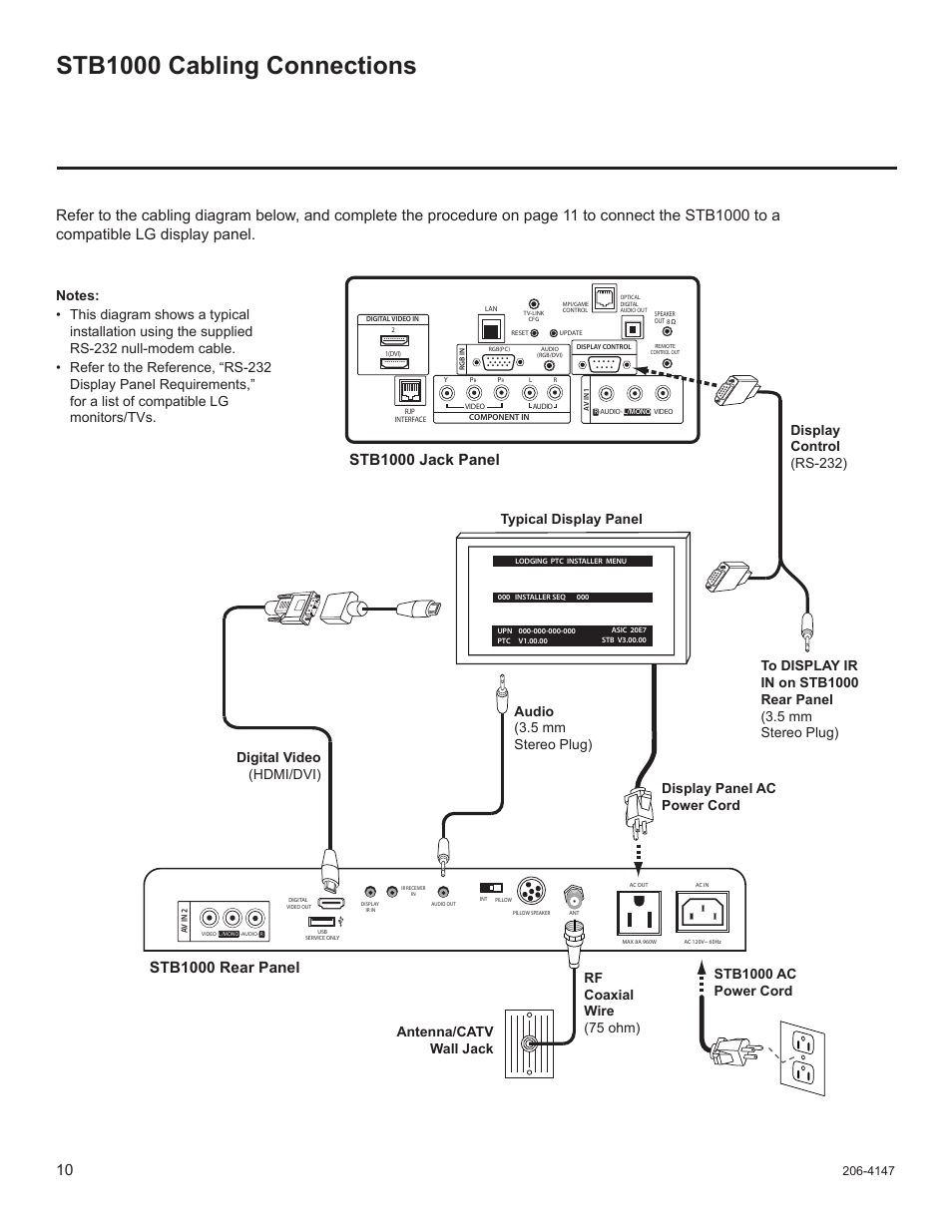Stb1000 cabling connections | LG STB1000 User Manual | Page 10 / 86