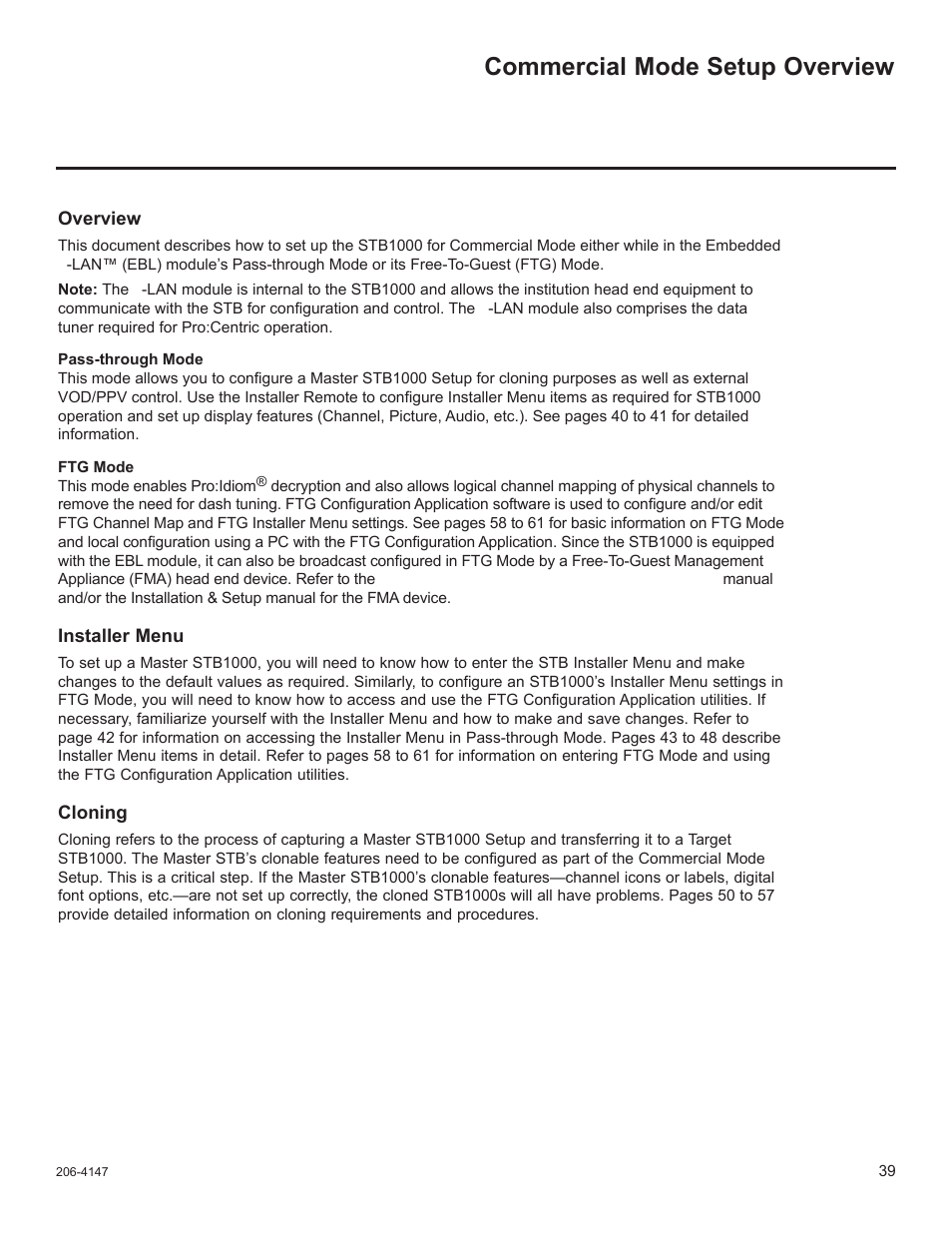 Commercial mode setup overview | LG STB1000 User Manual | Page 39 / 86