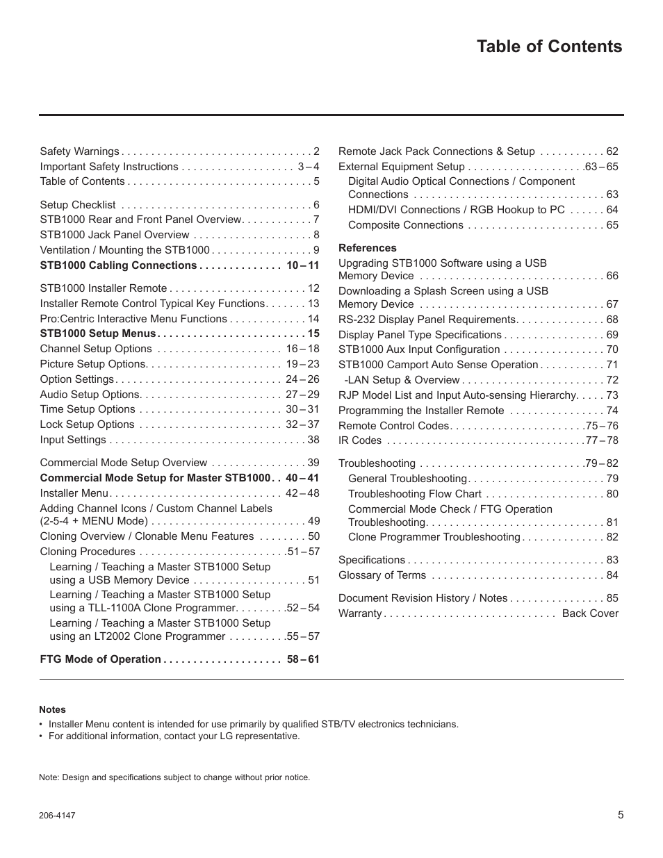 LG STB1000 User Manual | Page 5 / 86