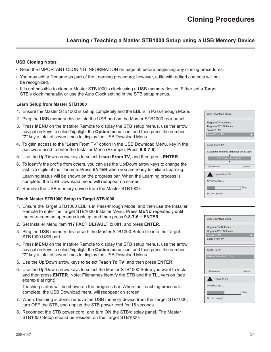Cloning procedures | LG STB1000 User Manual | Page 51 / 86