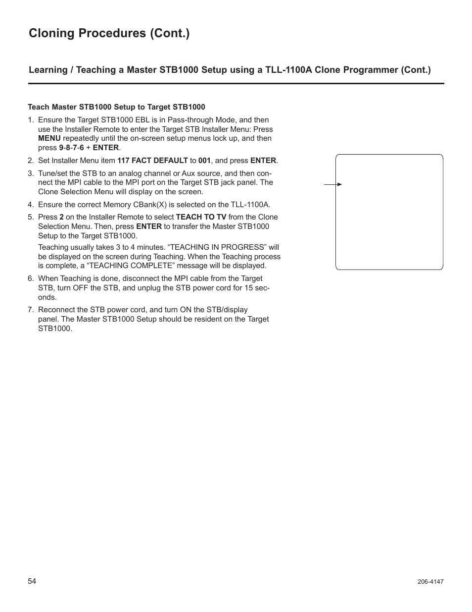 Cloning procedures (cont.) | LG STB1000 User Manual | Page 54 / 86