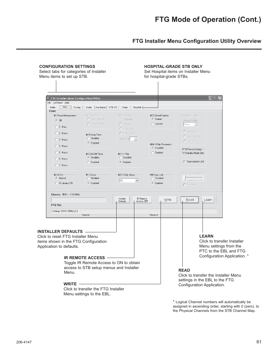 Ftg mode of operation (cont.) | LG STB1000 User Manual | Page 61 / 86